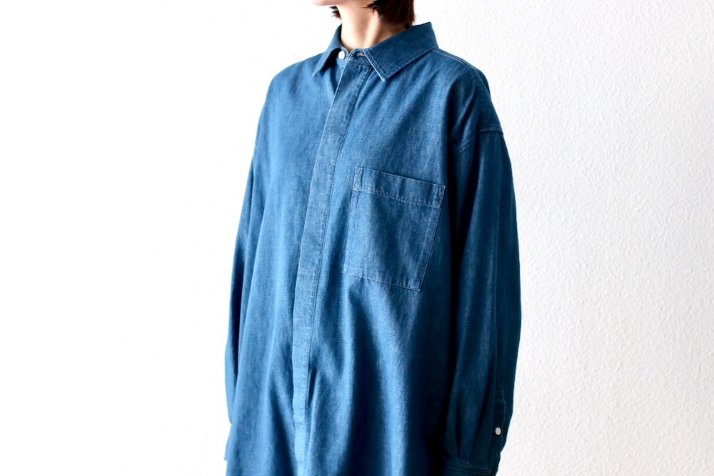 ��WOMEN'S��TOUJOURS�ʥȥ����塼�ˡ�Bio Washed Baggy Shirt -6.5OZ. ORGANIC COTTON DENIM CLOTH-��