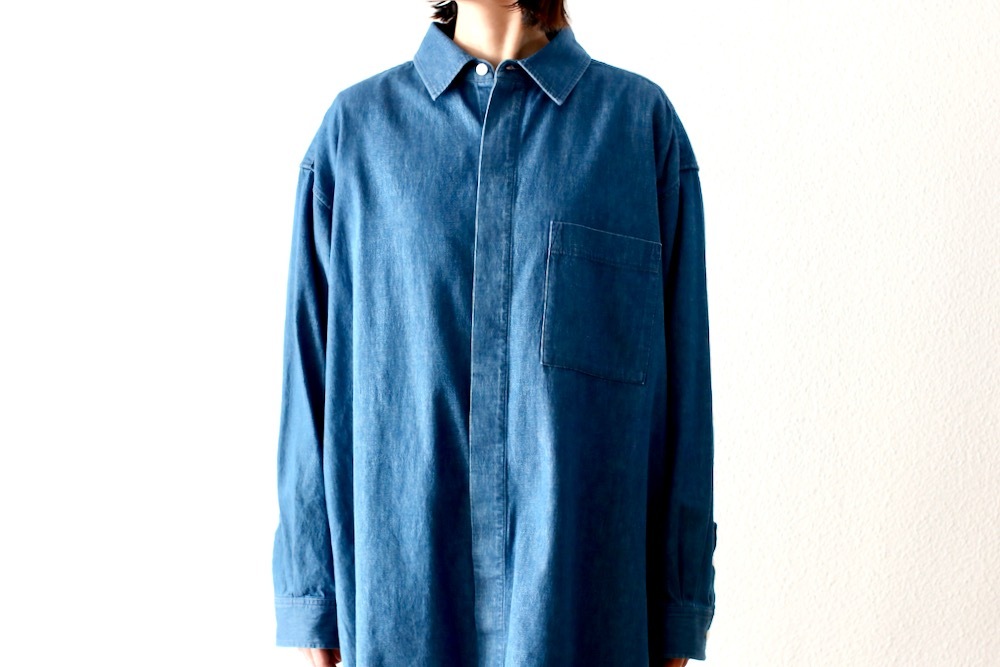 ��WOMEN'S��TOUJOURS�ʥȥ����塼�ˡ�Bio Washed Baggy Shirt -6.5OZ. ORGANIC COTTON DENIM CLOTH-��