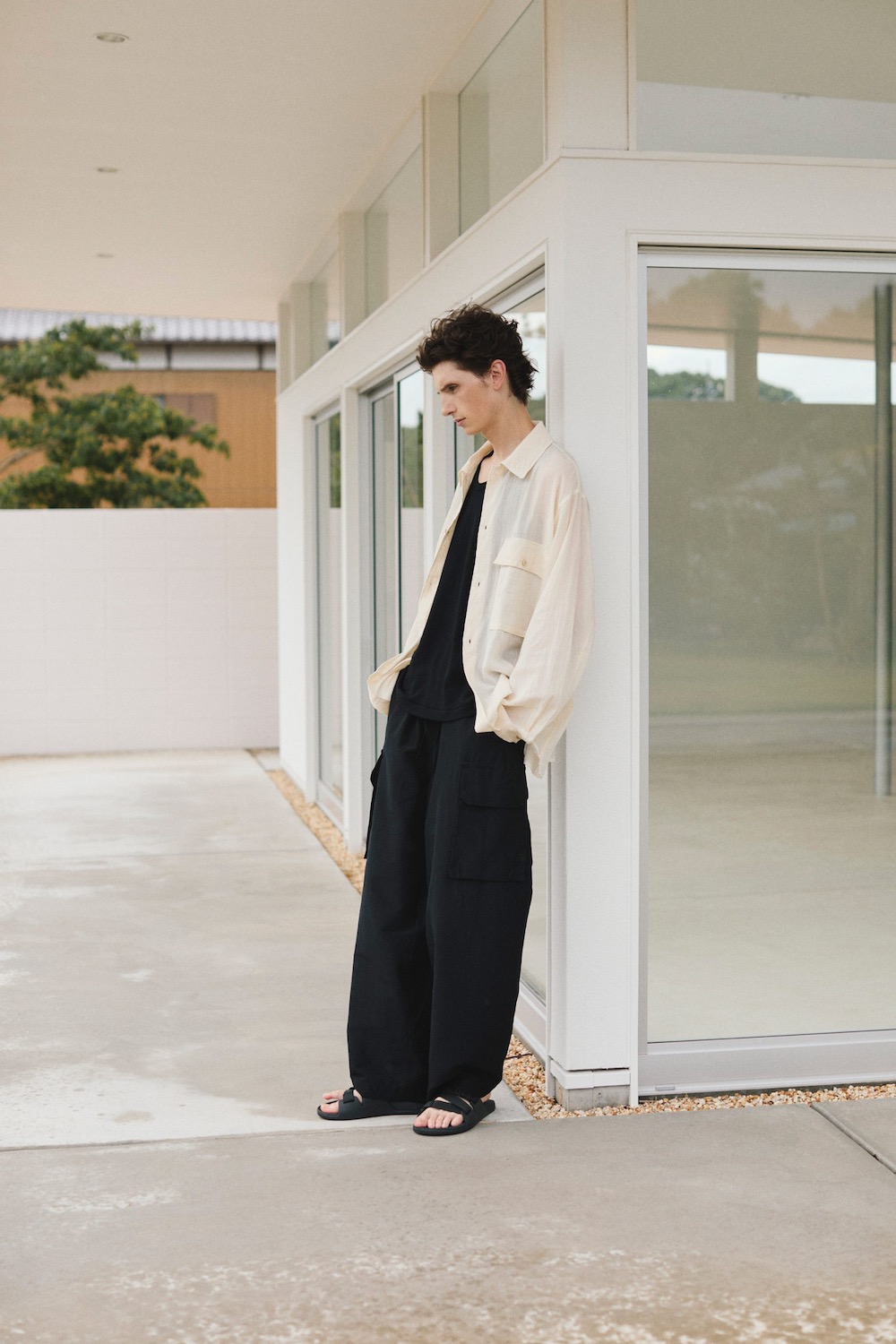 トップス blurhms Silk-Co Voile Military Shirt M blurhms(ブラームス) 