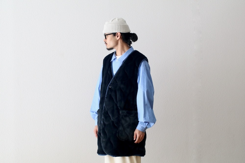 ts(s) (ƥ) "Reversible Coat Liner Vest -Polyester Satin & Boa Quilted Cloth"