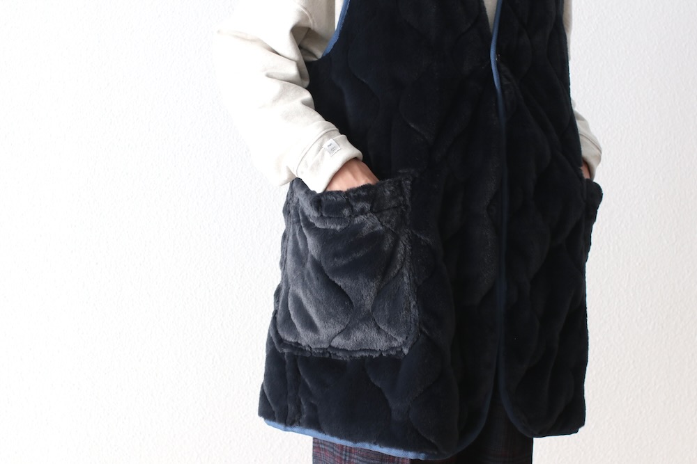 ts(s) (�ƥ�����������) "Reversible Coat Liner Vest -Polyester Satin & Boa Quilted Cloth"