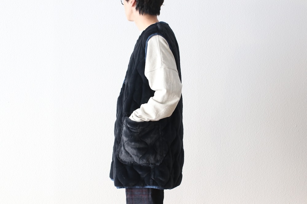 ts(s) (�ƥ�����������) "Reversible Coat Liner Vest -Polyester Satin & Boa Quilted Cloth"