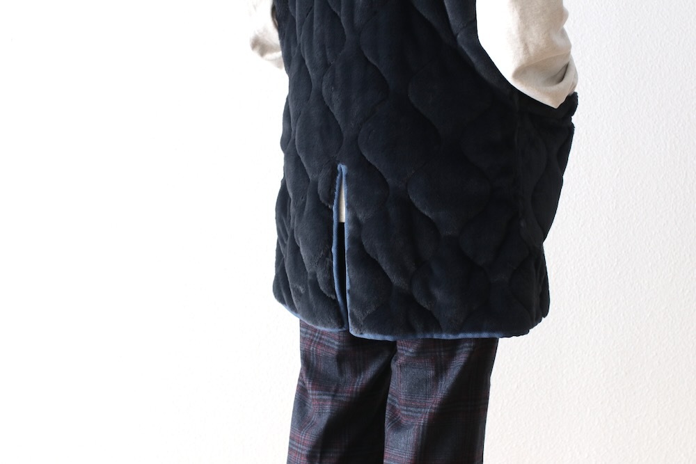 ts(s) (�ƥ�����������) "Reversible Coat Liner Vest -Polyester Satin & Boa Quilted Cloth"