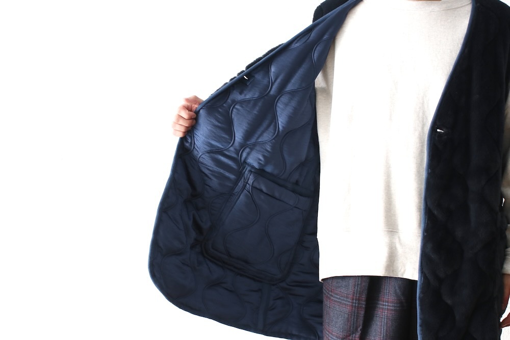 ts(s) (�ƥ�����������) "Reversible Coat Liner Vest -Polyester Satin & Boa Quilted Cloth"