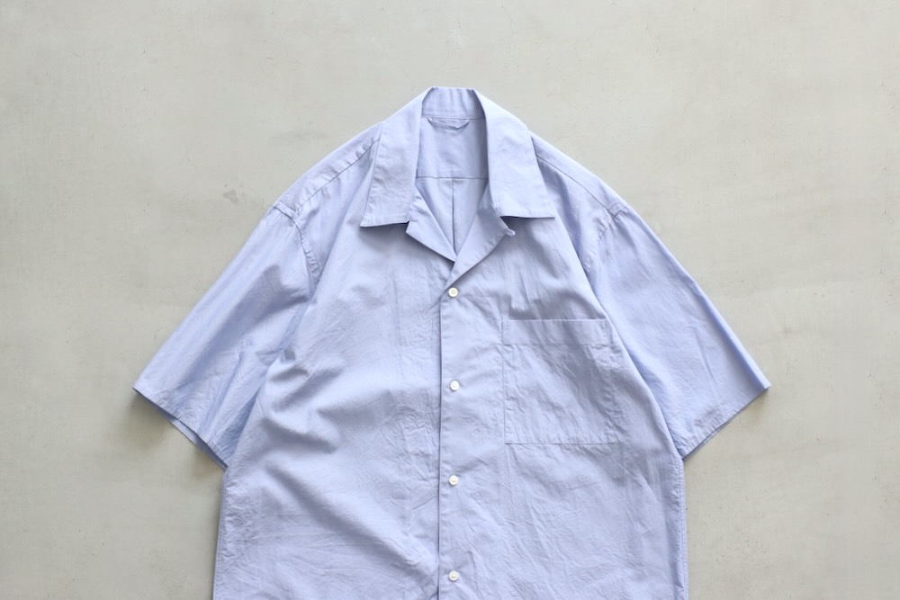 blurhms open collar shirt size2 タグ有 blurhms Chambray Open-Collar Shirt White | HAVEN