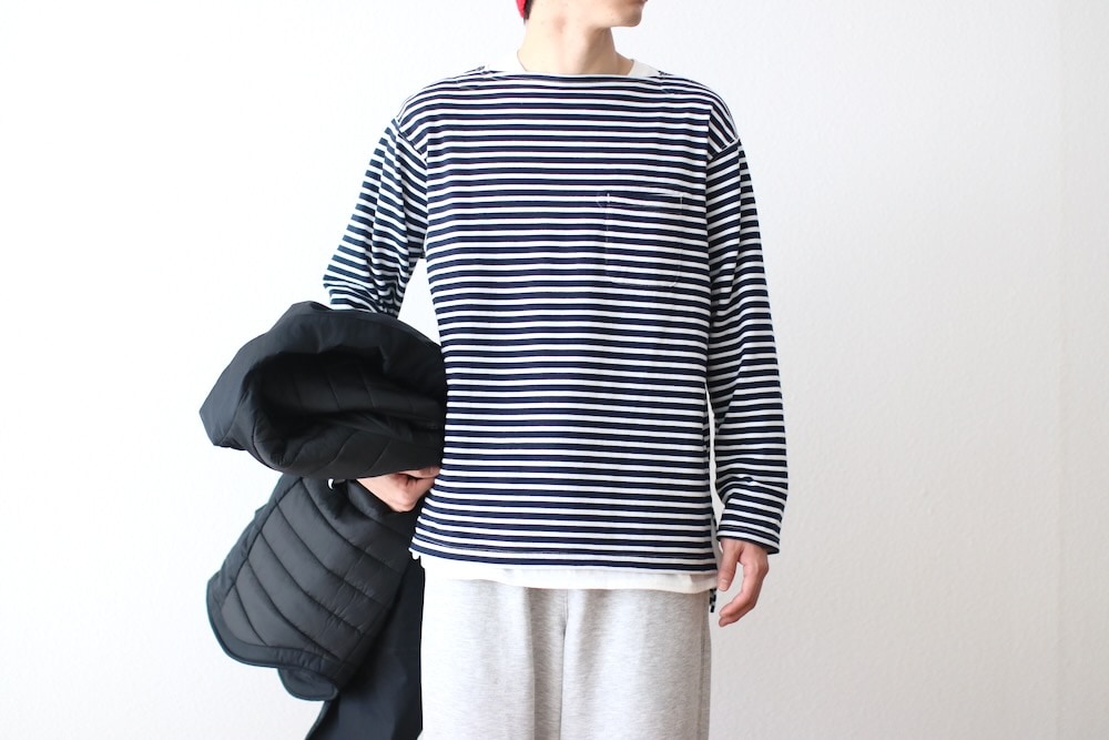 エンジニアードガーメンツ バスク シャツ ボーダー ネイビー ホワイト Engineered Garments (エンジニアードガーメンツ) 