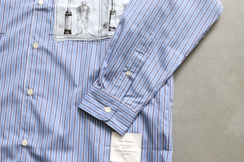 最終価格　コムデギャルソンオム　綿ツイルストライプ×綿タイプライターシャツ COMME des GARCONS HOMME(コム デ ギャルソン・オム) 