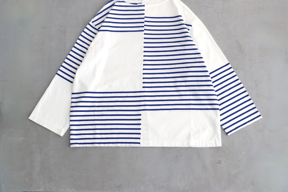 ts(s) (�ƥ�����������) "Slip Panel Basque Shirt -Cotton Large Panel Horizontal Stripe Jersey"