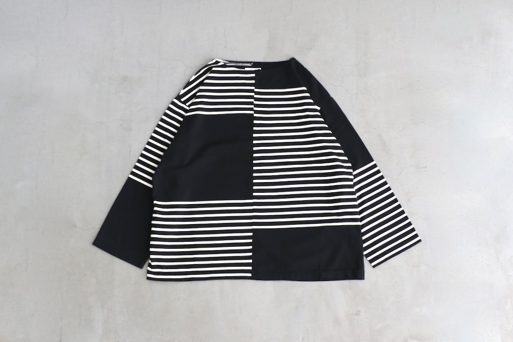 ts(s) (�ƥ�����������) "Slip Panel Basque Shirt -Cotton Large Panel Horizontal Stripe Jersey"