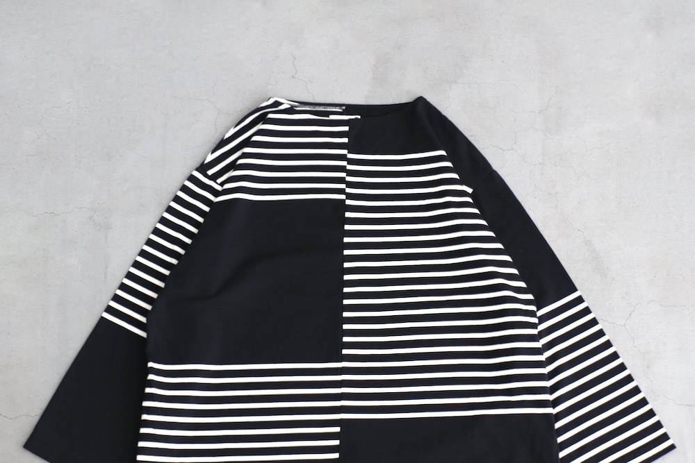 ts(s) (�ƥ�����������) "Slip Panel Basque Shirt -Cotton Large Panel Horizontal Stripe Jersey"