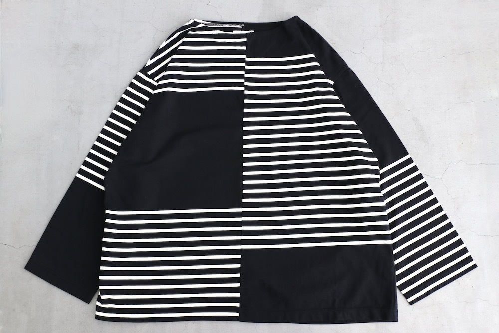 ts(s) (�ƥ�����������) "Slip Panel Basque Shirt -Cotton Large Panel Horizontal Stripe Jersey"
