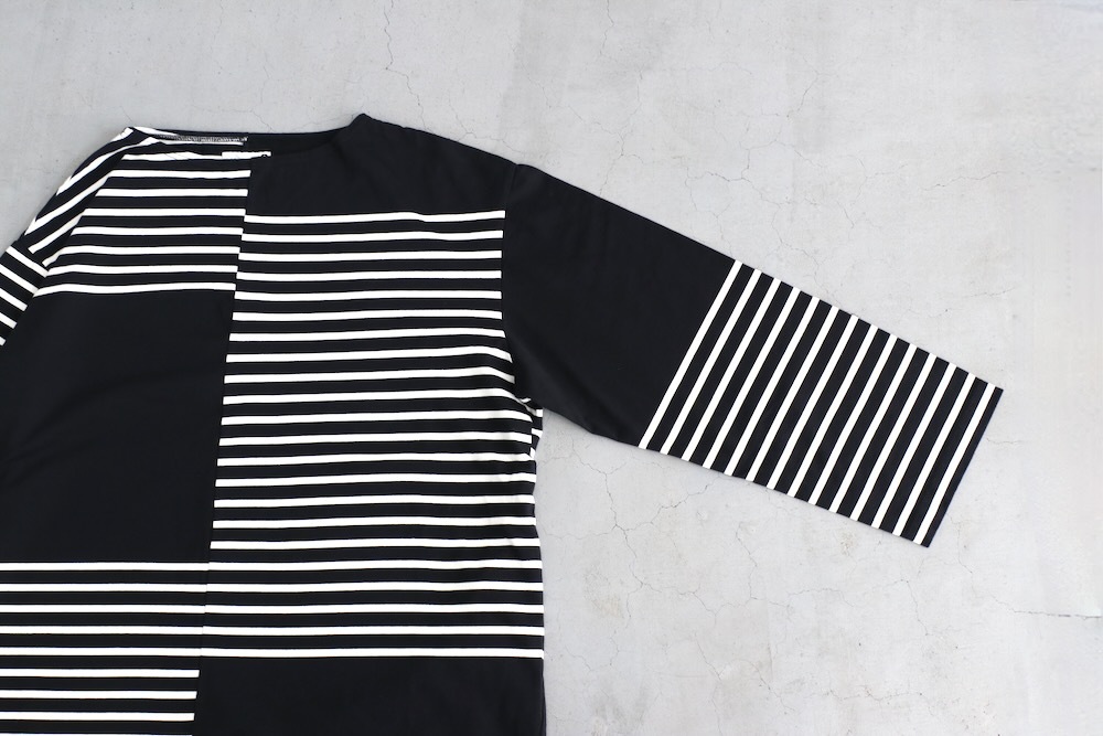 ts(s) (�ƥ�����������) "Slip Panel Basque Shirt -Cotton Large Panel Horizontal Stripe Jersey"