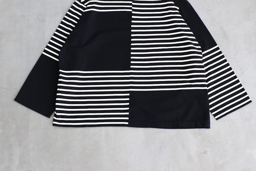 ts(s) (�ƥ�����������) "Slip Panel Basque Shirt -Cotton Large Panel Horizontal Stripe Jersey"