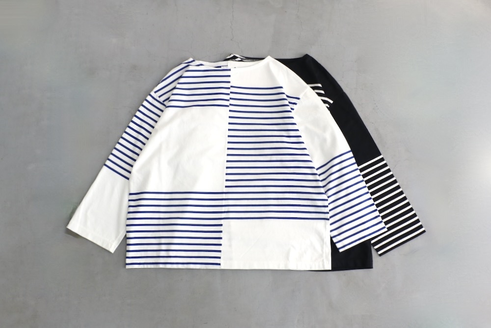 ts(s) (�ƥ�����������) "Slip Panel Basque Shirt -Cotton Large Panel Horizontal Stripe Jersey"