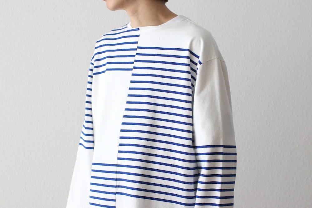 ts(s) (�ƥ�����������) "Slip Panel Basque Shirt -Cotton Large Panel Horizontal Stripe Jersey"