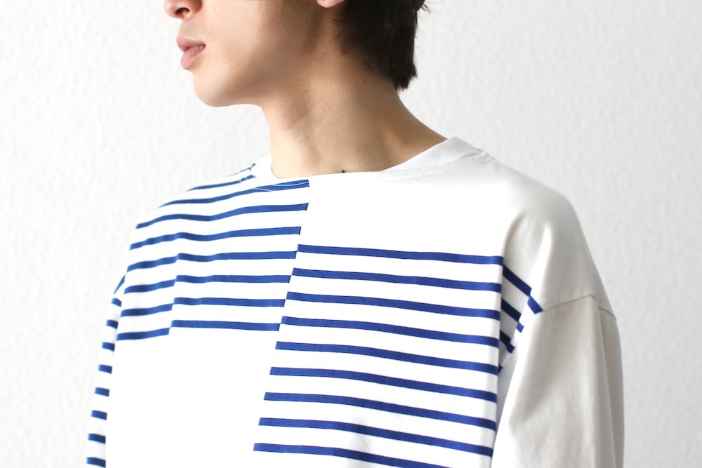 ts(s) (�ƥ�����������) "Slip Panel Basque Shirt -Cotton Large Panel Horizontal Stripe Jersey"