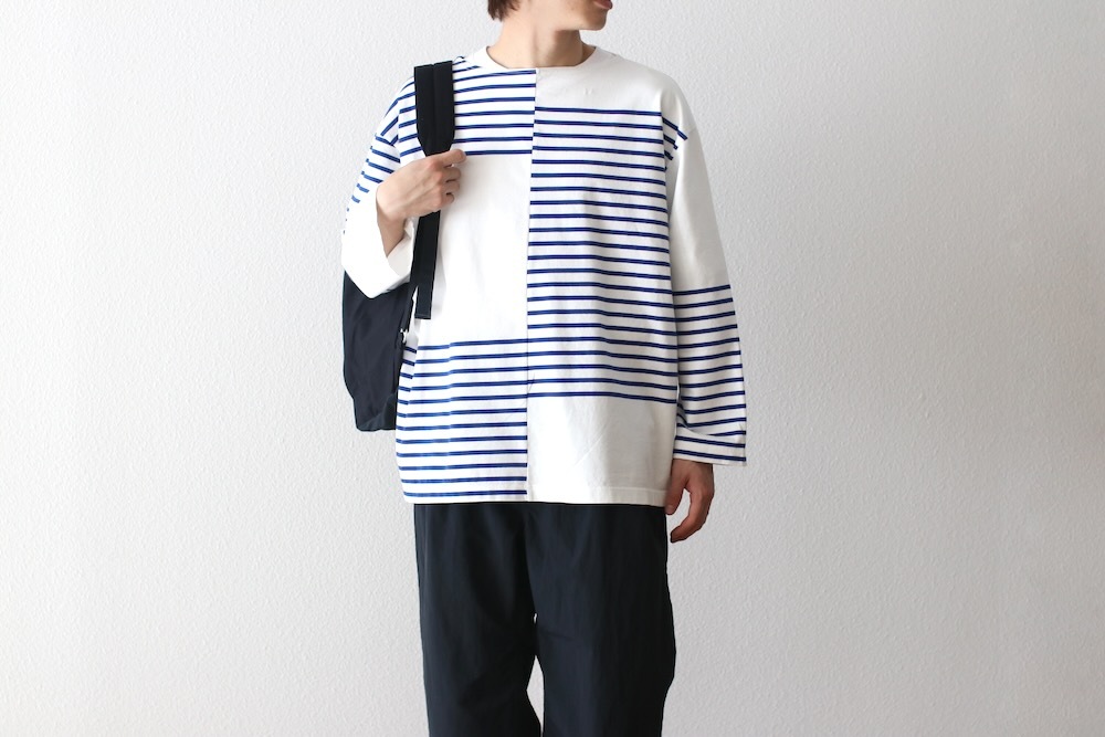 ts(s) (�ƥ�����������) "Slip Panel Basque Shirt -Cotton Large Panel Horizontal Stripe Jersey"