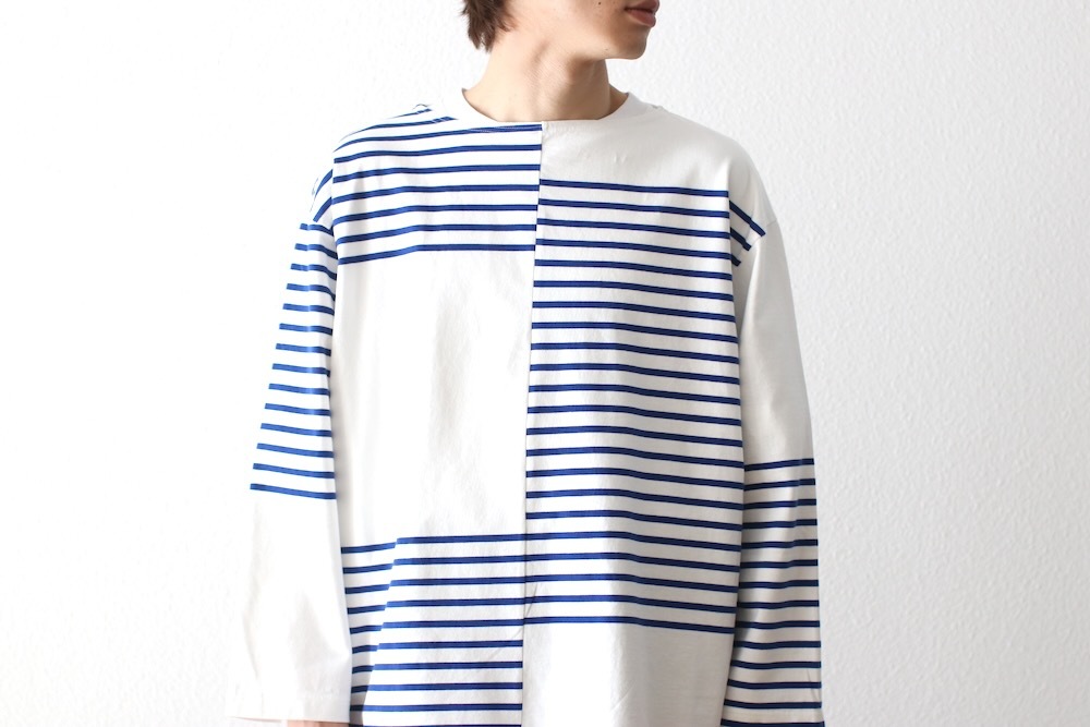 ts(s) (�ƥ�����������) "Slip Panel Basque Shirt -Cotton Large Panel Horizontal Stripe Jersey"