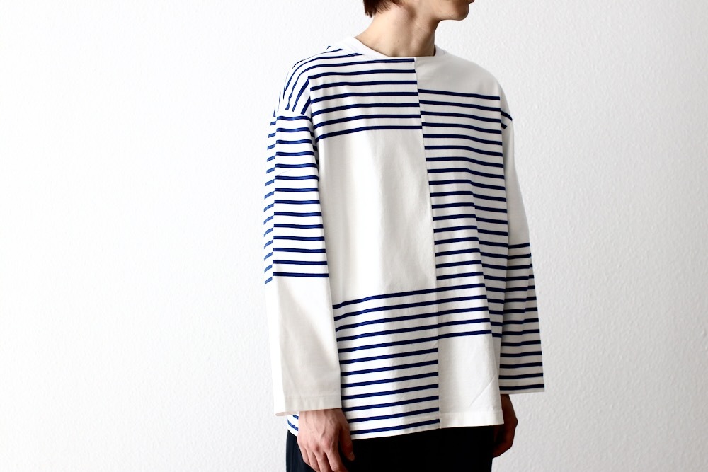 ts(s) (�ƥ�����������) "Slip Panel Basque Shirt -Cotton Large Panel Horizontal Stripe Jersey"