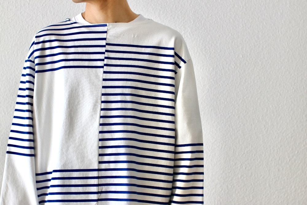 ts(s) (�ƥ�����������) "Slip Panel Basque Shirt -Cotton Large Panel Horizontal Stripe Jersey"