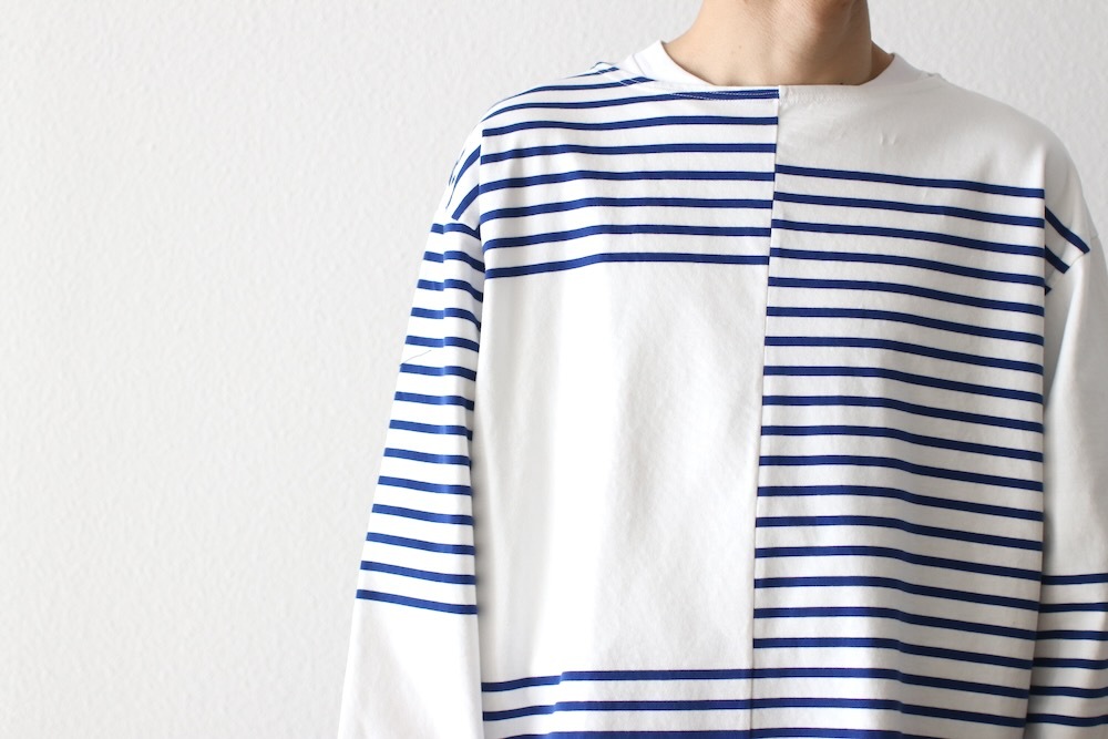 ts(s) (�ƥ�����������) "Slip Panel Basque Shirt -Cotton Large Panel Horizontal Stripe Jersey"