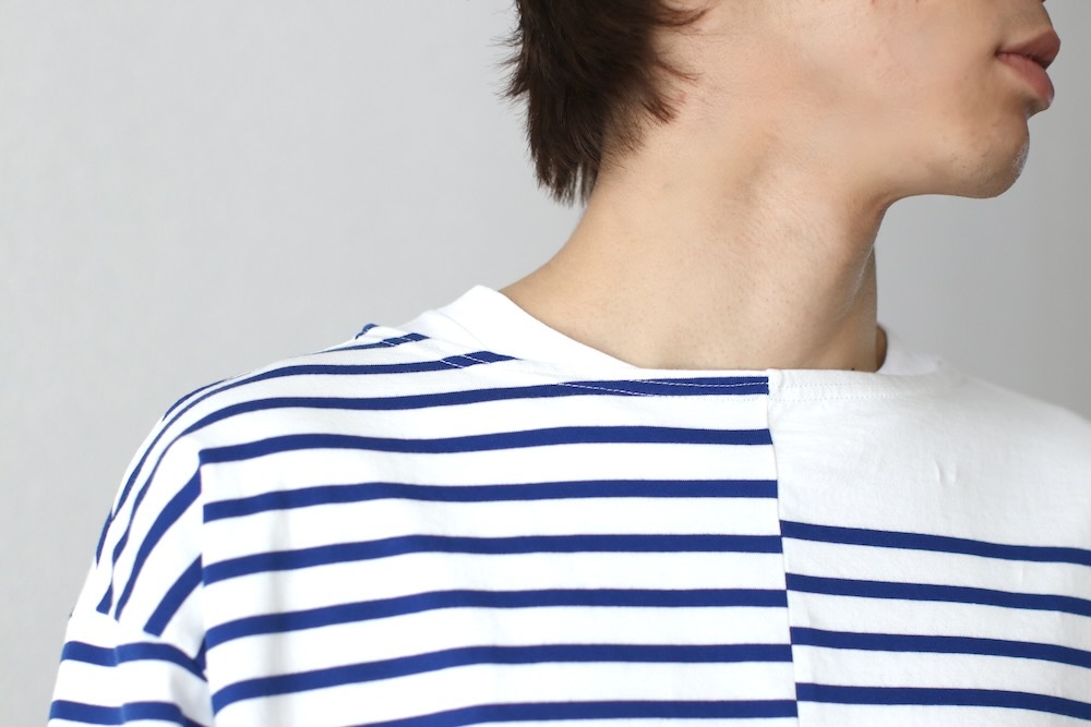 ts(s) (�ƥ�����������) "Slip Panel Basque Shirt -Cotton Large Panel Horizontal Stripe Jersey"