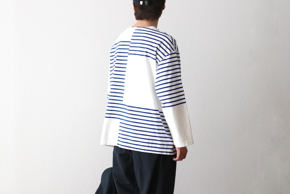 ts(s) (�ƥ�����������) "Slip Panel Basque Shirt -Cotton Large Panel Horizontal Stripe Jersey"