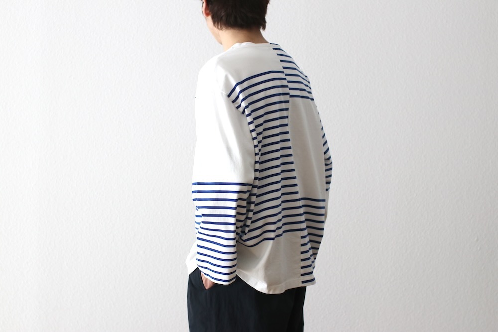 ts(s) (�ƥ�����������) "Slip Panel Basque Shirt -Cotton Large Panel Horizontal Stripe Jersey"