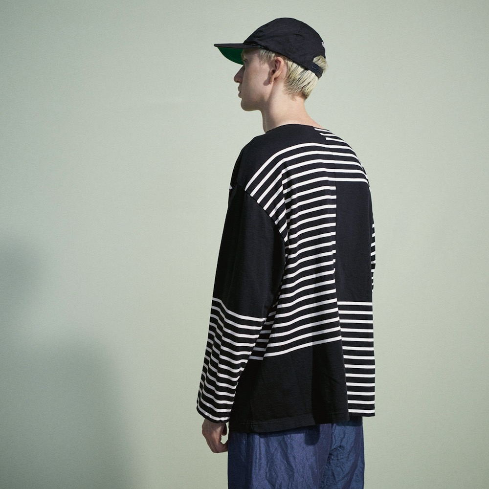 ts(s) (�ƥ�����������) "Slip Panel Basque Shirt -Cotton Large Panel Horizontal Stripe Jersey"