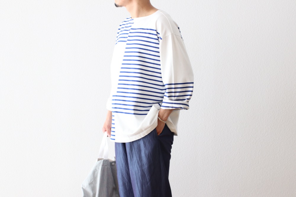ts(s) (�ƥ�����������) "Slip Panel Basque Shirt -Cotton Large Panel Horizontal Stripe Jersey"