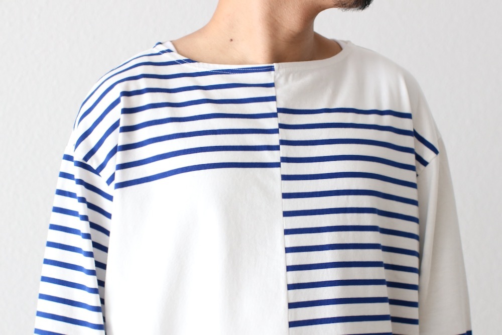 ts(s) (�ƥ�����������) "Slip Panel Basque Shirt -Cotton Large Panel Horizontal Stripe Jersey"