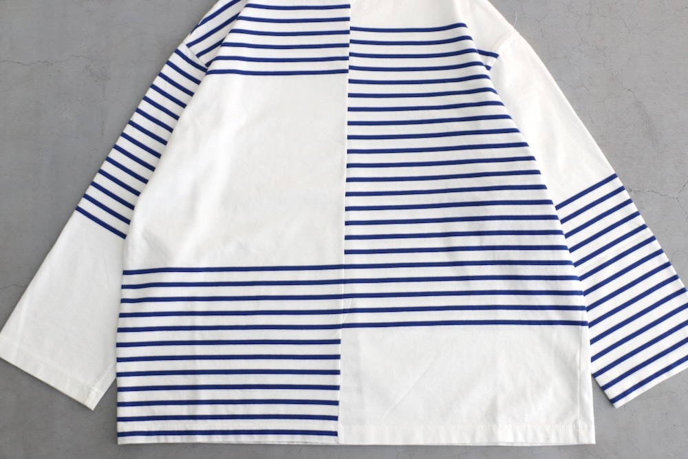 ts(s) (�ƥ�����������) "Slip Panel Basque Shirt -Cotton Large Panel Horizontal Stripe Jersey"