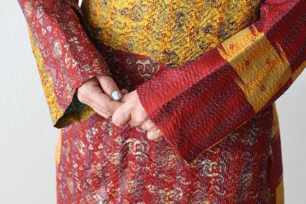 ��WOMEN'S��WONDER FULL LIFE LIMITED EDITION(�����ե�饤�� ��ߥƥåɥ��ǥ������) ��KANTHA NO COLLAR ROBE -Red-��