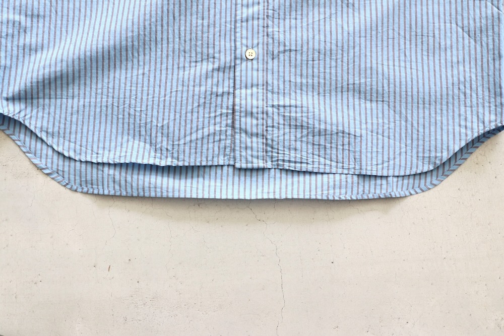 ts(s) (�ƥ�����������) "Stripe Cotton*Nylon Cloth Baggy Fit Band Collar Short Sleeve Shirt"