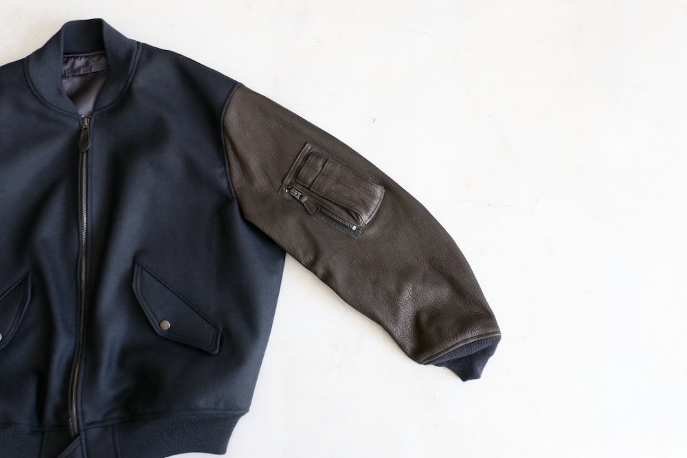 ジャケット・アウター Kaptain Sunshine SILK BOMBER JACKET 限りなく黒に近い紺のシルク｜takuro yamashita