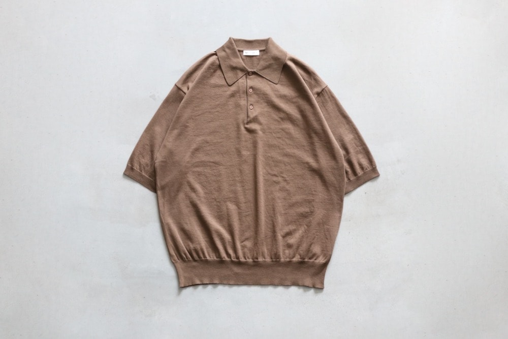 トップス KAPTAIN SUNSHINE Knit Polo Shirt Kaptain Sunshine : Cotton Knit Poloshirt (MOCHA BROWN) – Reggieshop