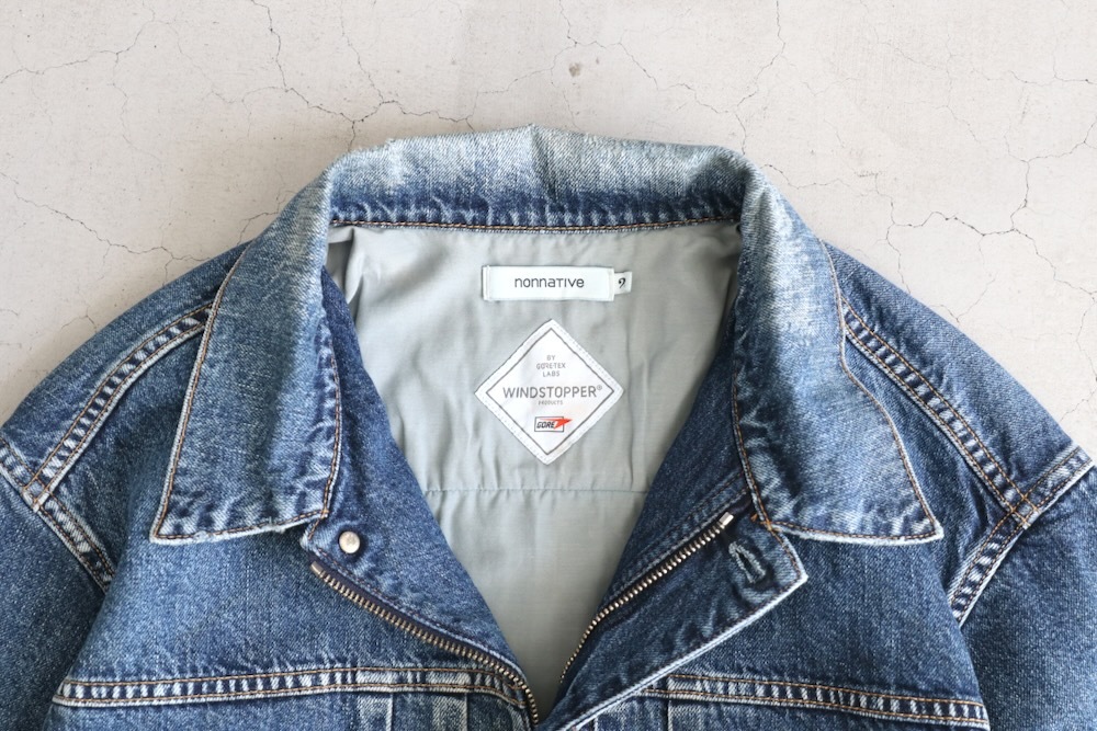 ��WINDSTOPPER��nonnative(�Υ�ͥ��ƥ���) "TRUCKER BLOUSON COTTON 11.5oz DENIM VW LIGHT WITH WINDSTOPPER"