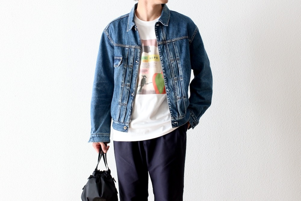 コットンナイロンtrackerジャケット TRUCKER BLOUSON COTTON 11.5oz DENIM VW LIGHT WITH WINDSTOPPER