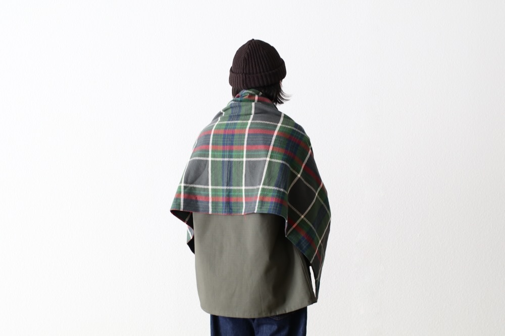 Engineered Garments / エンジニアドガーメンツ | Button Shawl - Cotton Twill Plaid / ボタンショール ストール ポンチョ / ユニセックス | Orange/Navy/Green ENGINEERED GARMENTS (エンジニアードガーメンツ) Button Shawl -Poly