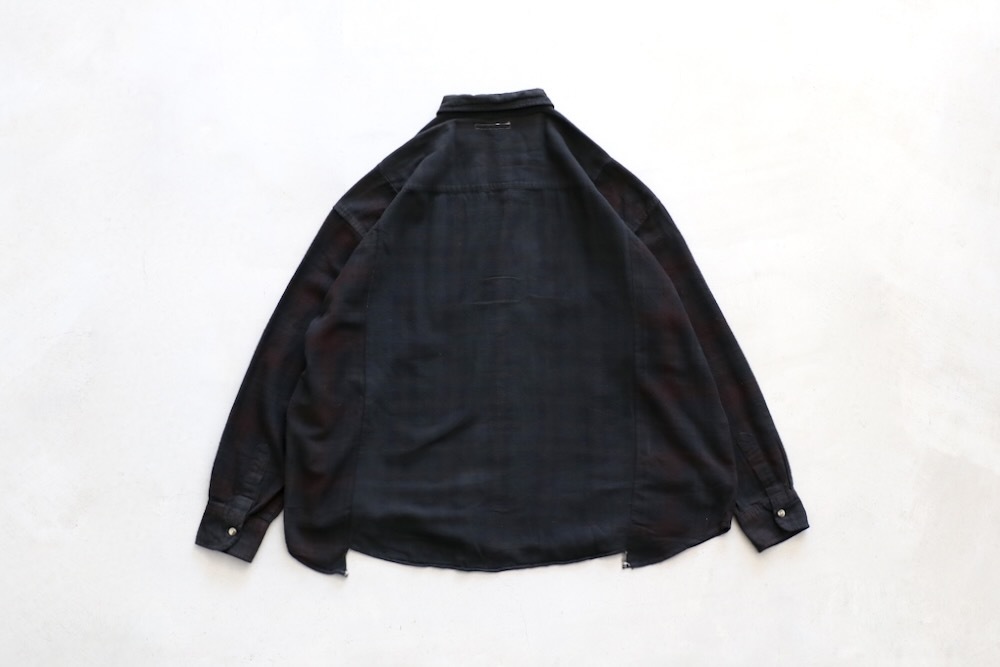 Rebuild by Needles(��ӥ�ɥХ��ˡ��ɥ륺)  "Flannel Shirt - Ribbon Wide Shirt / Over Dye"