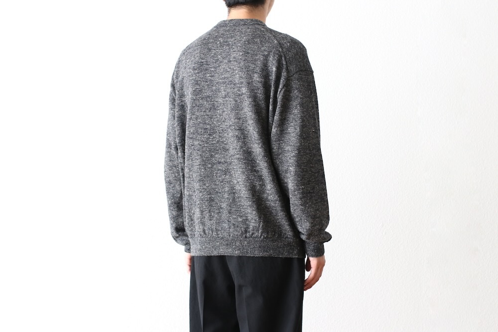 ATON (ȥ) "BABY ALPACA LINEN ZIP-UP POLO SWEATER"