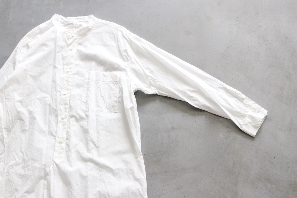 WOMEN'S】TOUJOURS（トゥジュー）“Classic Band Collar Shirt -FINE