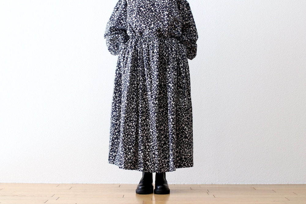 WOMEN'STOUJOURSʥȥ塼ˡClassic Gathered Dress -FLOWER PRINT COTTON STRETCH CLOTH-