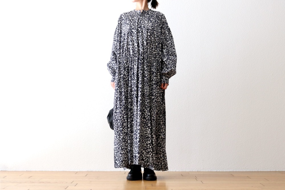 WOMEN'STOUJOURSʥȥ塼ˡClassic Gathered Dress -FLOWER PRINT COTTON STRETCH CLOTH-