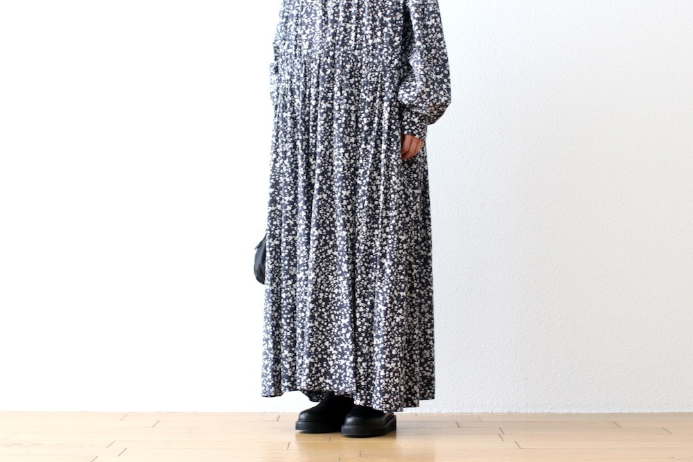 WOMEN'STOUJOURSʥȥ塼ˡClassic Gathered Dress -FLOWER PRINT COTTON STRETCH CLOTH-