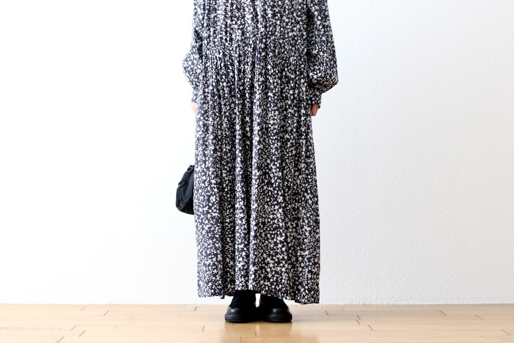 WOMEN'STOUJOURSʥȥ塼ˡClassic Gathered Dress -FLOWER PRINT COTTON STRETCH CLOTH-