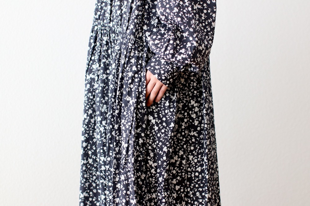 WOMEN'STOUJOURSʥȥ塼ˡClassic Gathered Dress -FLOWER PRINT COTTON STRETCH CLOTH-