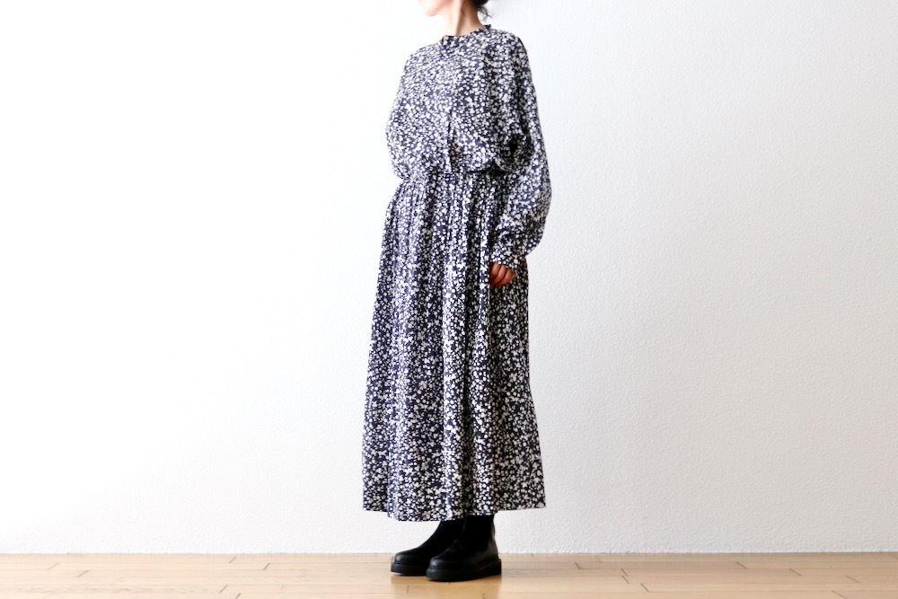 WOMEN'STOUJOURSʥȥ塼ˡClassic Gathered Dress -FLOWER PRINT COTTON STRETCH CLOTH-