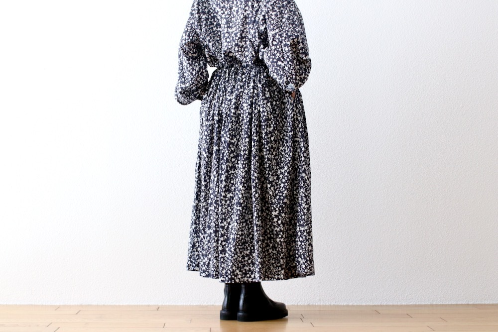 WOMEN'STOUJOURSʥȥ塼ˡClassic Gathered Dress -FLOWER PRINT COTTON STRETCH CLOTH-