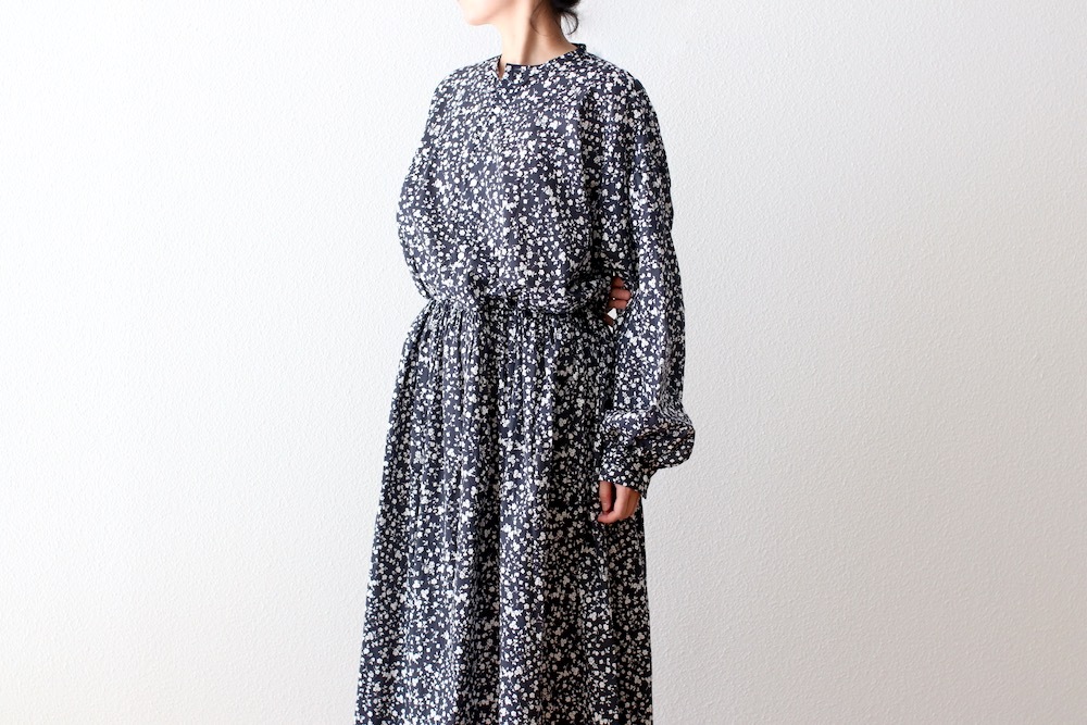 WOMEN'STOUJOURSʥȥ塼ˡClassic Gathered Dress -FLOWER PRINT COTTON STRETCH CLOTH-